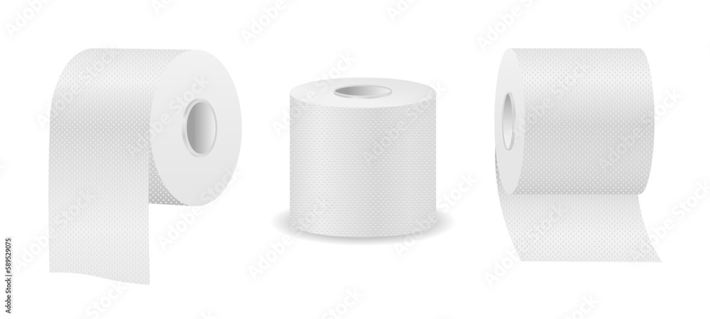 Realistic Toilet Paper Kitchen Paper Towel Cylinder White Isolated realistic-toilet-paper-kitchen-paper-towel-cylinder-white-isolated