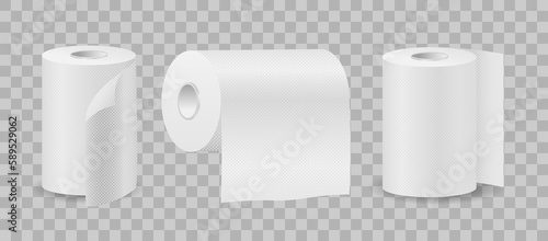 Toilet paper roll vector towel tissue icon. Isolated kitchen 3d paper toilet illustration wc realistic tape bathroom isometric cylinder.