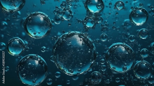 Water Bubbles on Blue Background