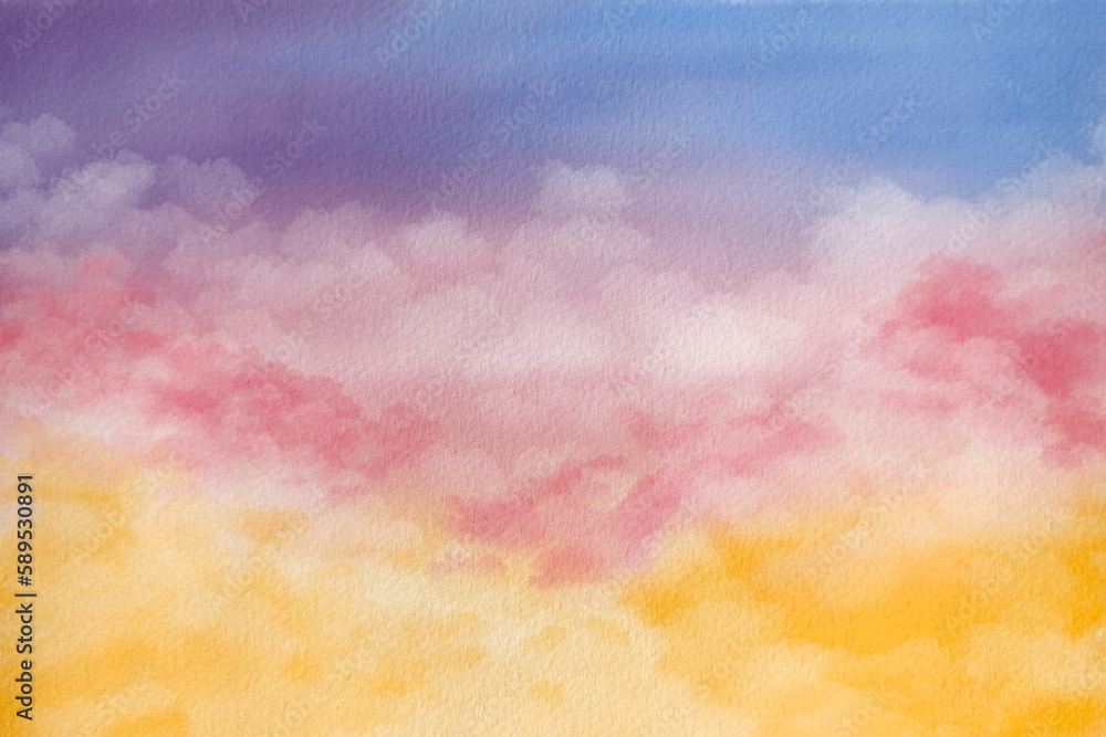 abstract sky watercolor  in pink and blue light effect pastel color sunset clouds Clouds on sunset sky background with pastel colors