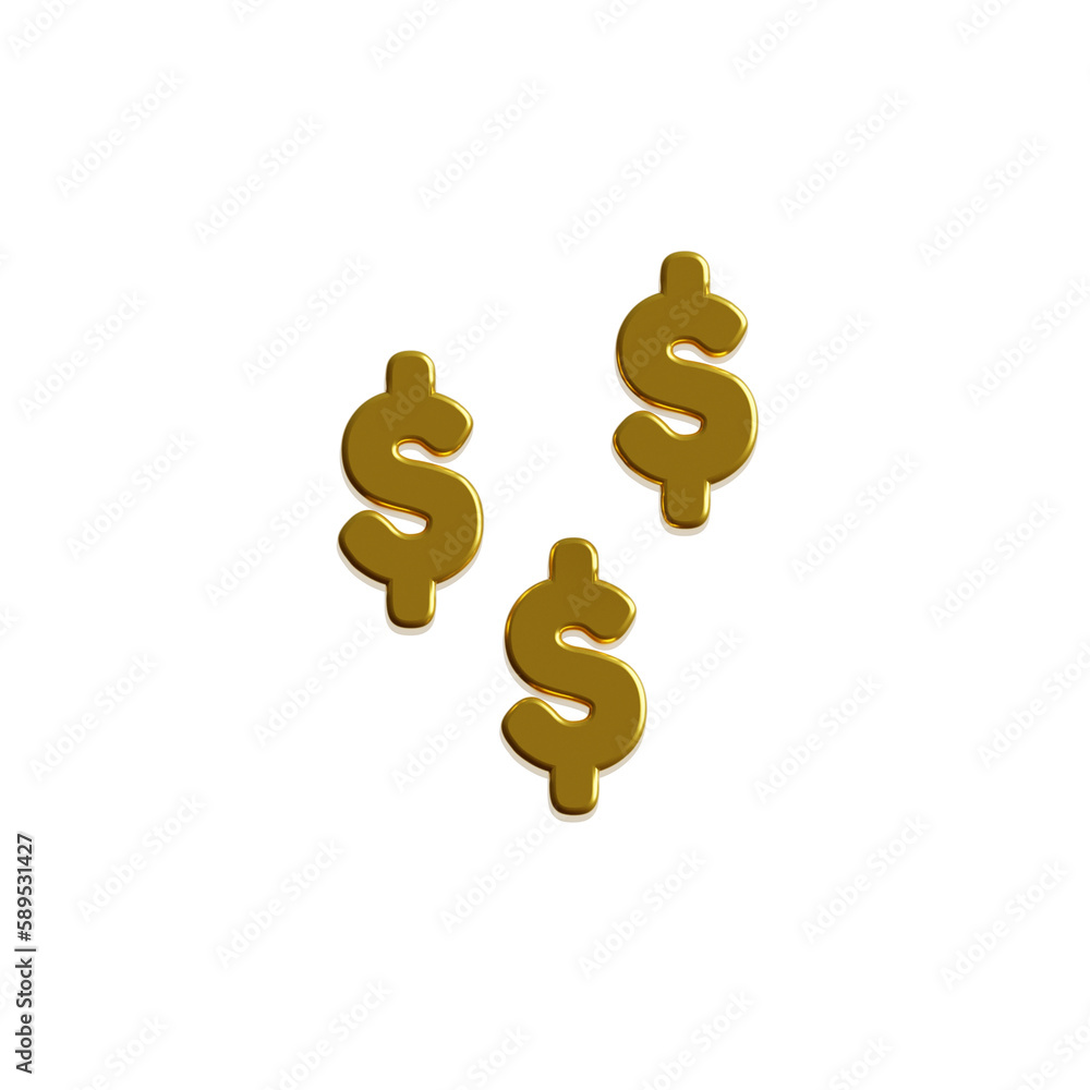 3D render Set of golden coin in different shape isolated on white background. Symbol of gold and wealth 3D rendering 3D render Set of golden coin in different shape isolated on white background. Symbol of gold and wealth 3D rendering