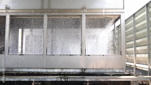 Water fall for cooling exchanger in chiller systerm on roof top.