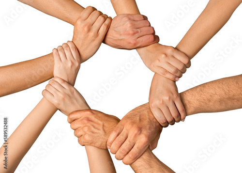 Tableau sur toile Connection community togetherness harmony holding hands cooperation support
