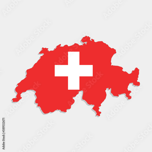 switzerland map with flag on gray background