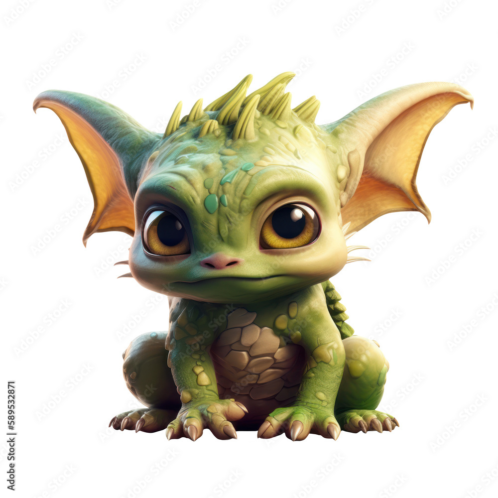 Fototapeta premium Cute baby dragon, generative AI
