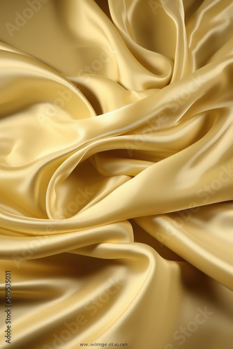 Realistic satin silk in soft yellow color, smooth and shiny appearance, luxurious look.