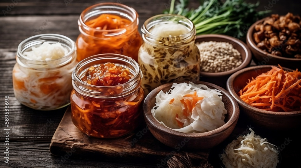 Fermented food, probiotic sources. Generative ai. Fermented food, probiotic sources. Generative ai.