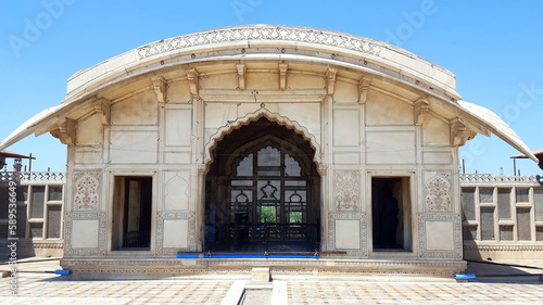 Lahore Fort - April, 22, 2018: Pakistan, Naulakha Pavilion was built in 1633 by the Mughal emperor Shah Jahan as a small summer house designed to pay tribute to His wife Mumtaz Mahal Necklace. 
