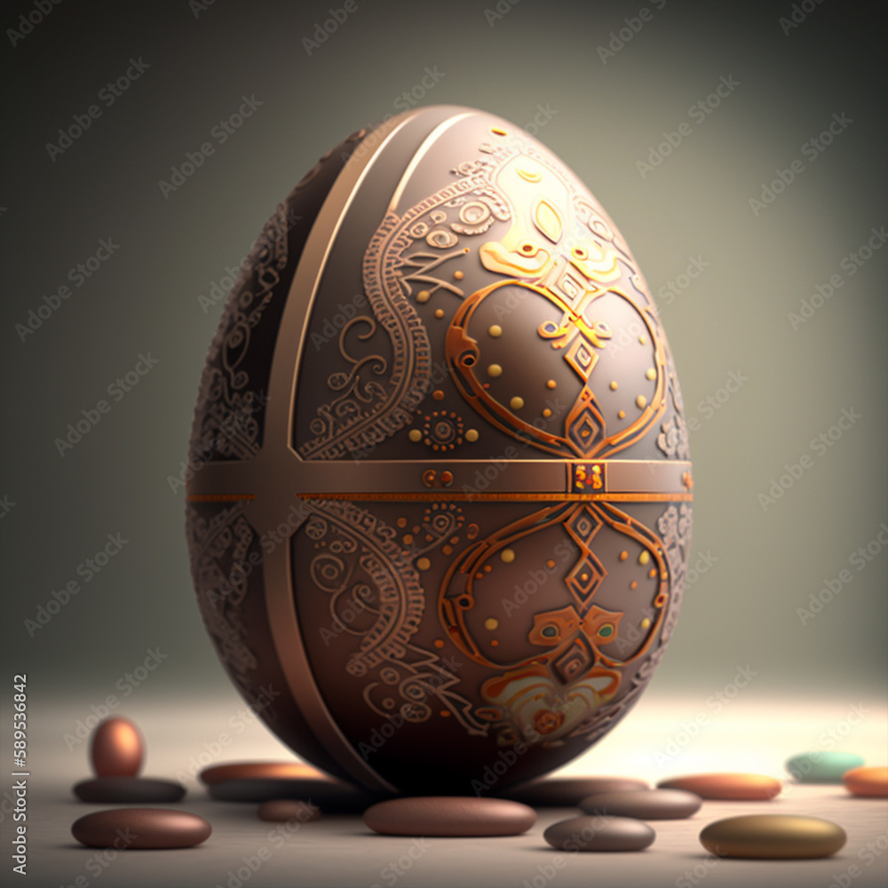 A painted egg with flowers on it is on a table. A painted egg with flowers on it is on a table.