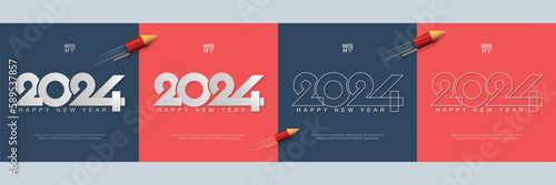 Creative concept of 2024 new year square banner template.Happy new year 2024 celebration