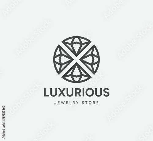 linear logo of luxurious diamond jewelry for your business