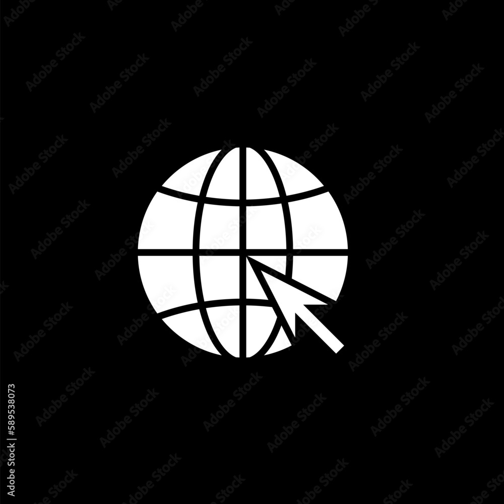 Obraz premium Internet click sign symbol isolated on black background 