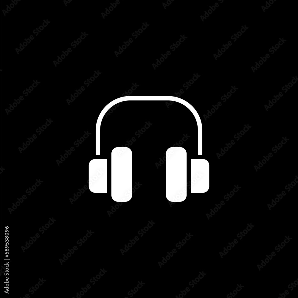 Headphones online meeting icon for web design isolated on black background Headphones online meeting icon for web design isolated on black background