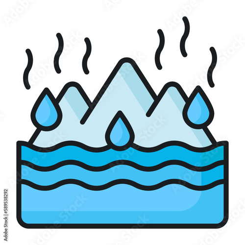 An amazing vector design of Melting Glaciers in trendy style, world earth day icon