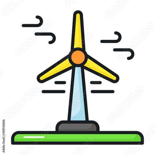 Creatively designed vector of wind turbine in trendy style, premium icon of wind turbine