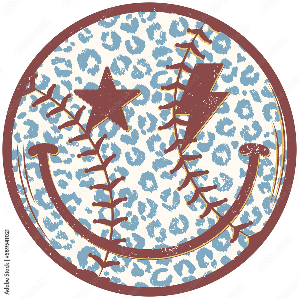 Obraz premium Leopard Baseball Happy Face PNG design