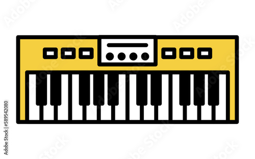 音楽、シンプルなキーボードのアイコン（キーボーディスト）