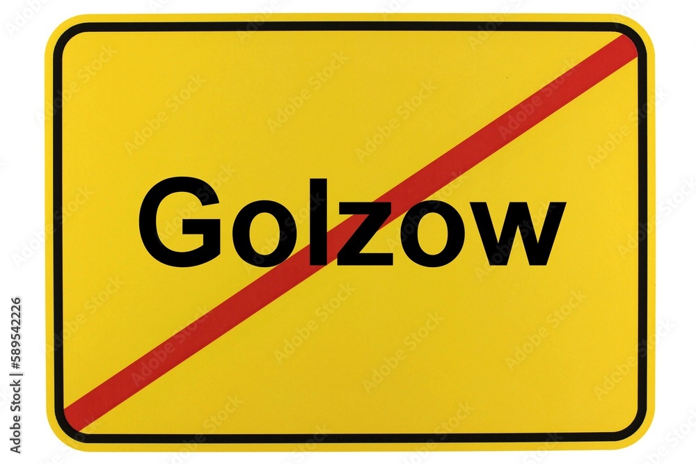 Fototapeta premium Illustration eines Ortsschildes der Gemeinde Golzow in Brandenburg