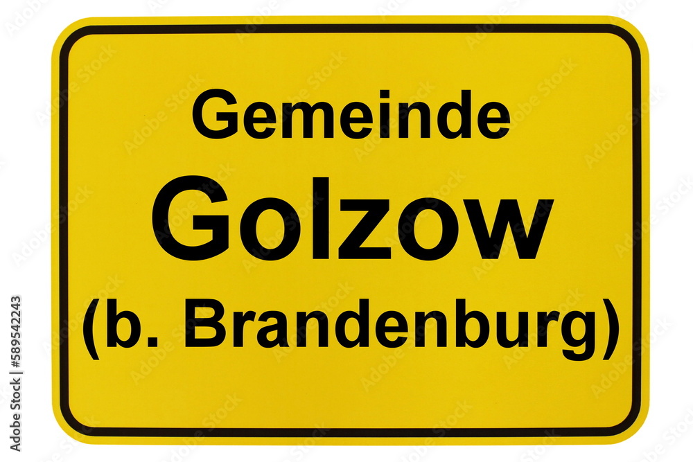 Illustration eines Ortsschildes der Gemeinde Golzow (b. Brandenburg) in Brandenburg
