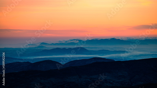 Good morning mountains. Sunrise landscape from the Sierra Nevada mountain range  Spain.