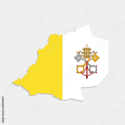 vatican city map with flag on gray background