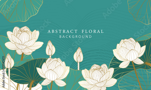abstract line art floral lotus background 