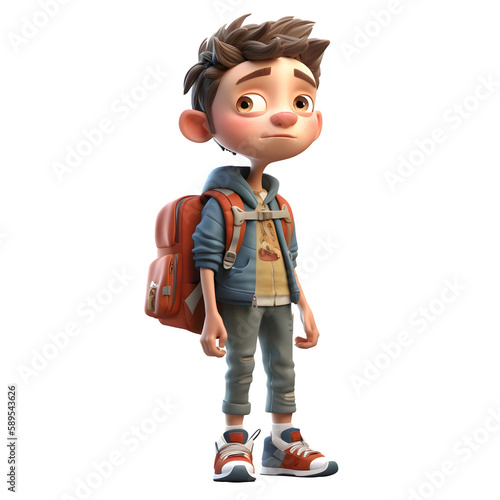 Disciplined 3D Student boy with stopwatch on white background PNG Transparent Background