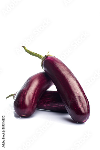 Eggplant or aubergine or brinjal vegetable isolated on a white background.