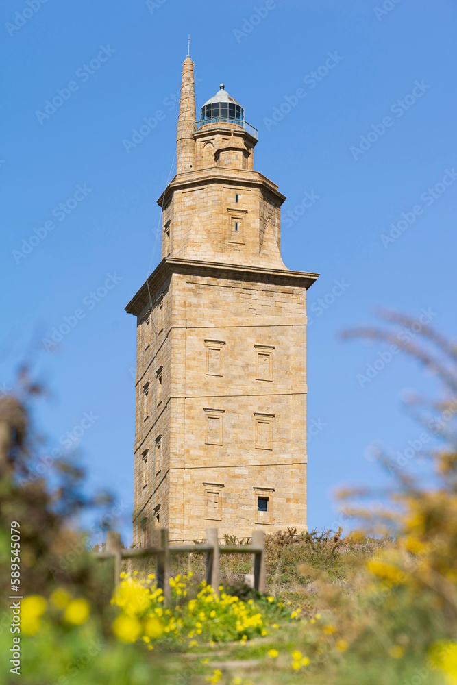 Hercules Tower ligthouse , Unesco world heritage site in Coruna, Galicia, Spain