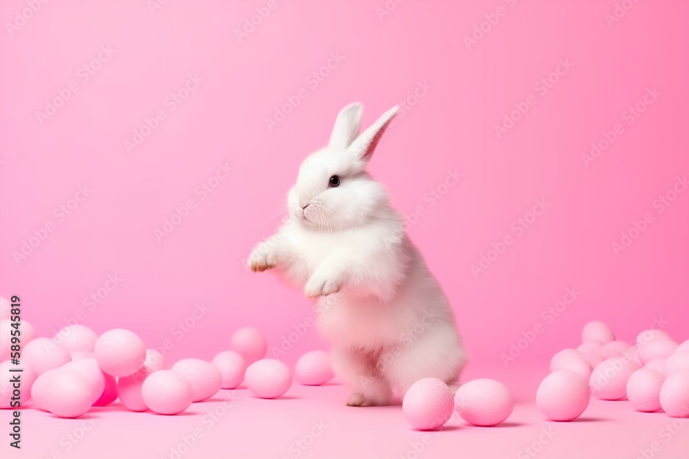Easter bunny and easter eggs created with Generative AI Easter bunny and easter eggs created with Generative AI