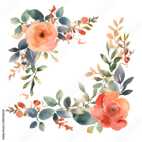 Delicate botanical border with white flowers and greenery PNG Transparent Background