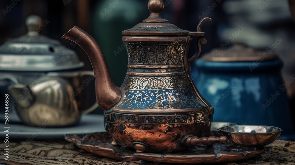 Old coffee pot. Generative ai.
