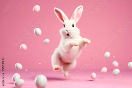 Easter bunny and easter eggs created with Generative AI