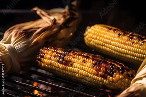 grilled corn on the grill. ai generative