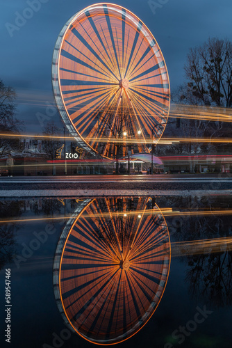 Cologne Zoo ferris wheel reflection blue Hour 1