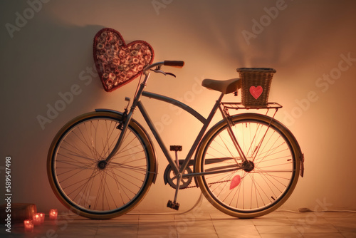 Wallpaper Mural Retro bicycle with heart pattern. Torontodigital.ca