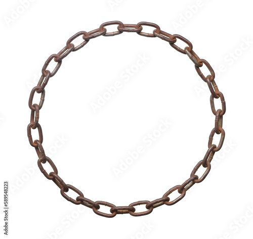 Rusty chain circle (with clipping path) isolated on white background