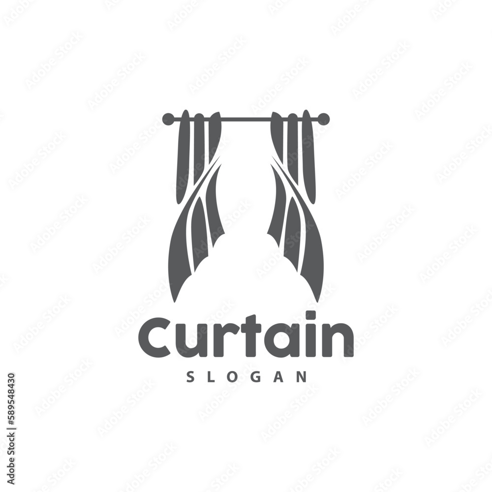 Curtain Logo, Home Interior Simple Design, Furniture Window Curtain Vector, Illustration Symbol Icon Curtain Logo, Home Interior Simple Design, Furniture Window Curtain Vector, Illustration Symbol Icon