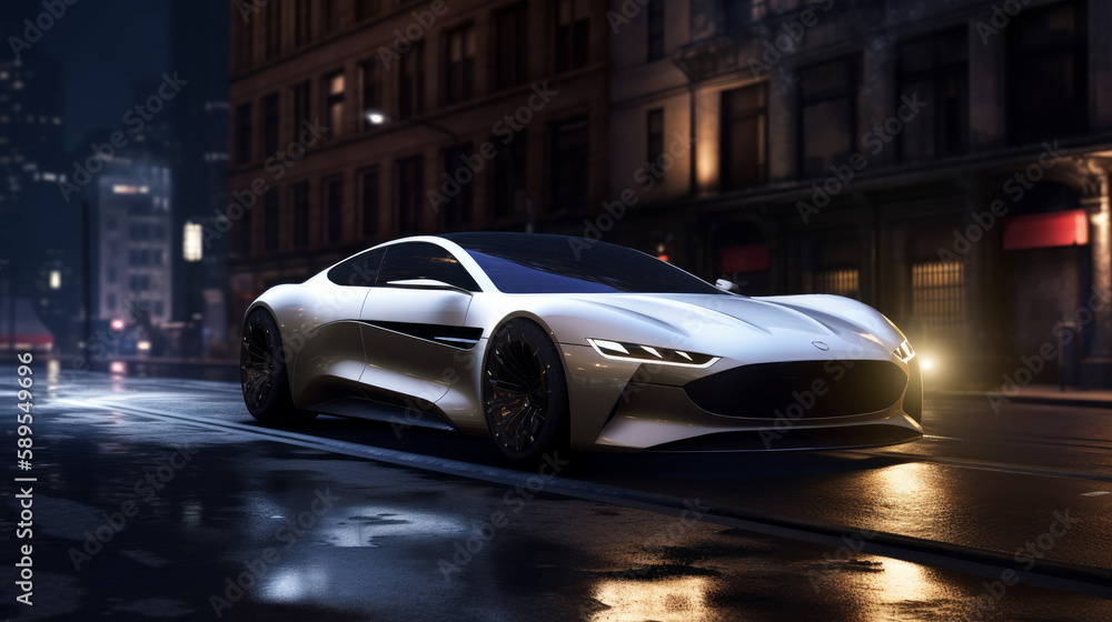 Concept car at night made with generative AI