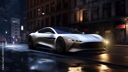 Concept car at night made with generative AI © Maxime
