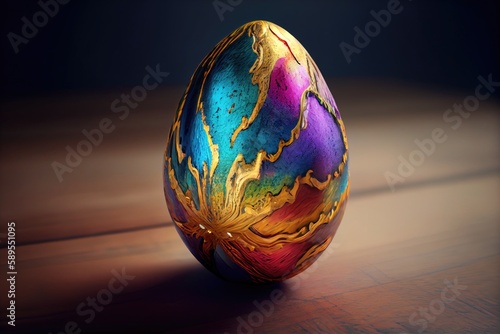 Vibrant and Artistic Egg with Cinematic Flair: A Colorful Design Masterpiece