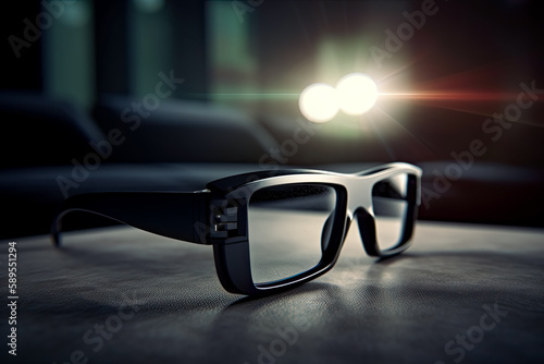  Exiting Cinema 3d glasses, Movie Night. Generative AI.