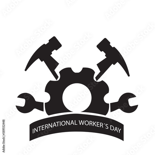 Icono vector del dia internacional del trabajador. Vista de frente