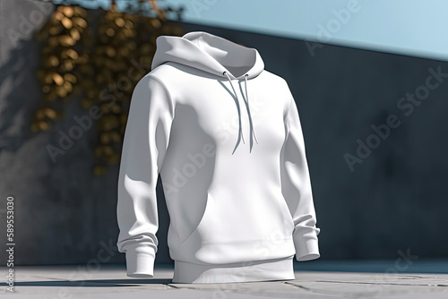 White cotton hoodie for design. Generative ai.