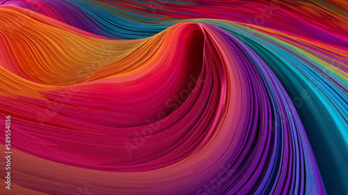 Close up 3d render of abstract curvy psyhedelic colorful background texture