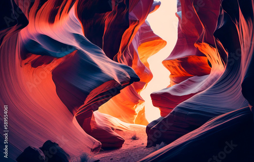 Magnificent illustration of the Antelope Canyon created with Generative AI technology