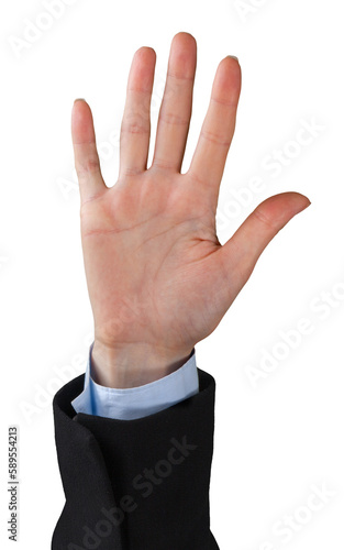Hand of young business man isolated on white background