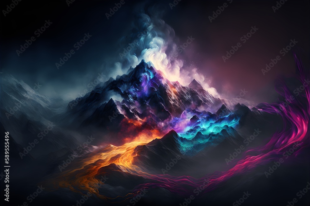 Vibrant Colors and Amazing Mountain Landscape in Abstract Art