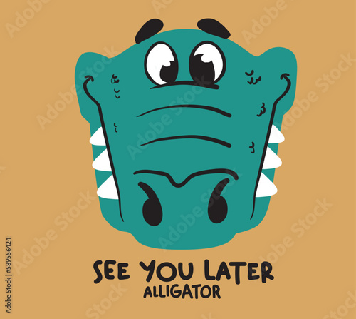 cute crocodile head illustration as vector for baby tee print