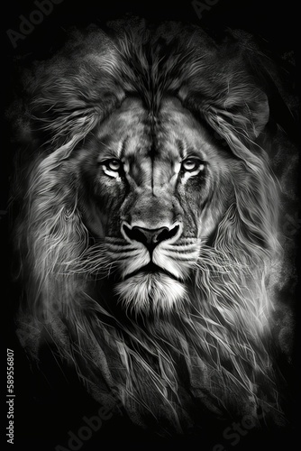 Majestic lion   artistic graphic design portrait - Generative Ai